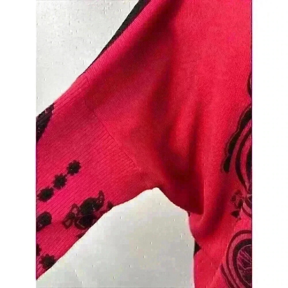 Desigual Red and Black Turtleneck Oversized Portland Sweater  Embellishment SZ L - Picture 4 of 14
